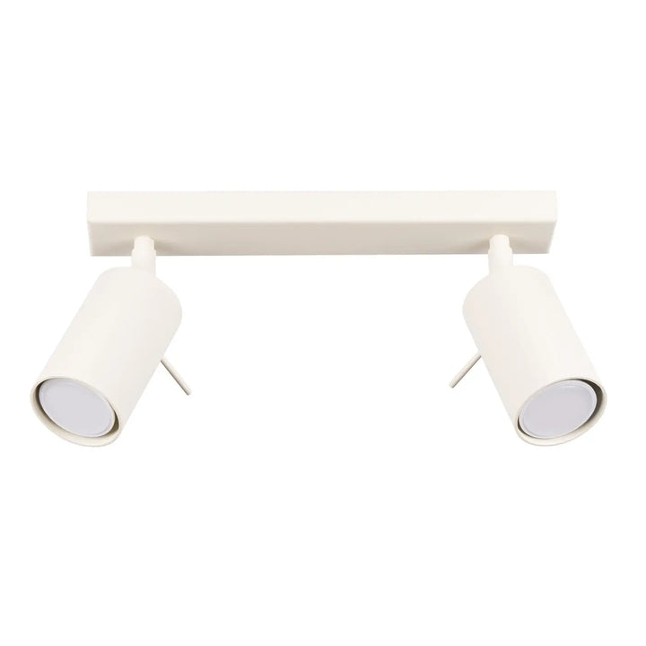 Luminaire plafonnier ring 2 beige avec double spot cylindrique blanc mat pour éclairage flexible et minimalisme moderne