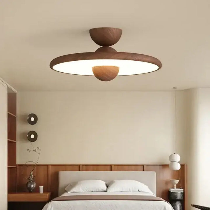 Luminaire plafonnier rond en bois au style scandinave design