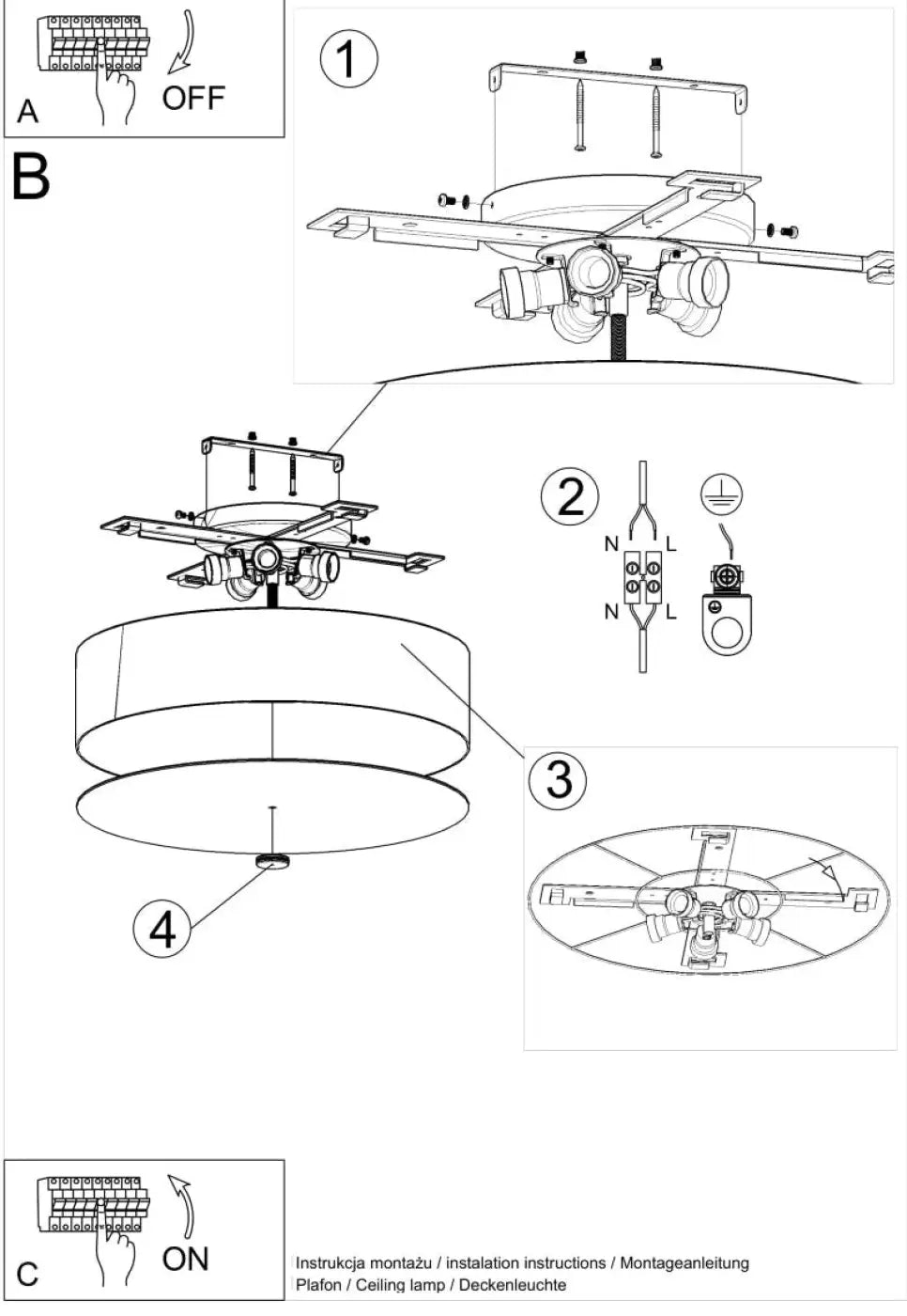 Luminaire plafonnier skala 50 noir avec design circulaire à étages et plusieurs douilles, décoration élégante et plafond minimaliste