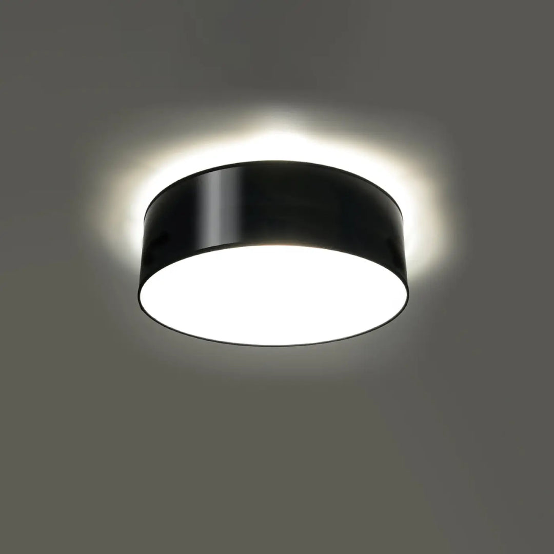 Luminaire plafonnier arena noir avec éclairage polyvalent et plafonnier rond à forme riche et centre lumineux blanc