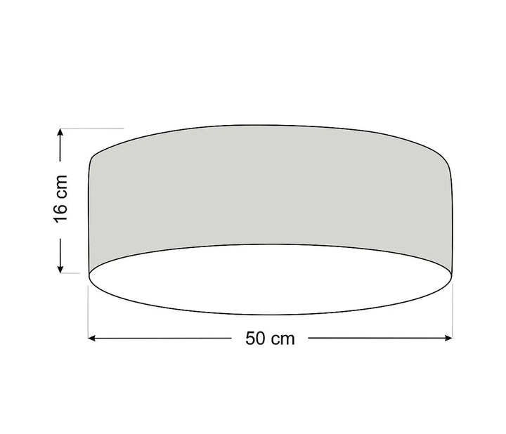 Luminaire plafonnier rond avec abat-jour cylindrique en tissu noir gris doux de 50 cm de diamètre sur 16 cm de haut