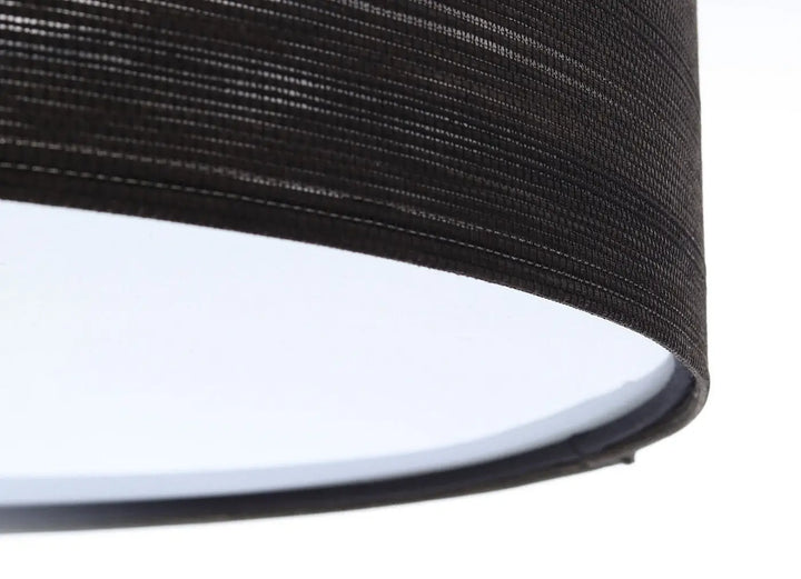 Luminaire plafonnier rond avec abat-jour en tissu noir texturé et intérieur blanc lisse pour éclairage moderne