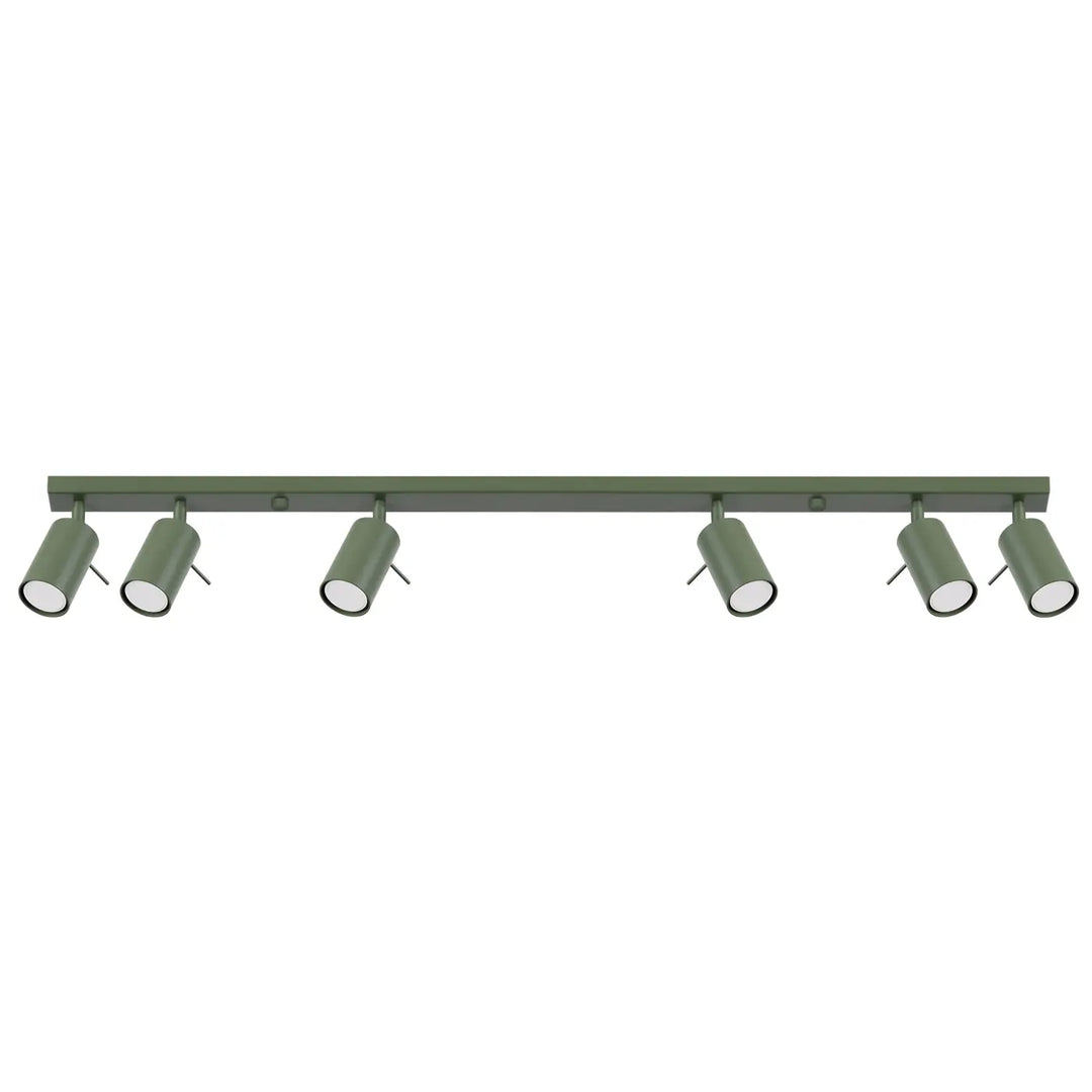 Luminaire plafonnier ring 6l en métal vert olive avec cinq spots ajustables pour un éclairage flexible minimalisme moderne