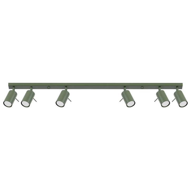 Luminaire plafonnier ring 6l en métal vert olive avec cinq spots ajustables pour un éclairage flexible minimalisme moderne