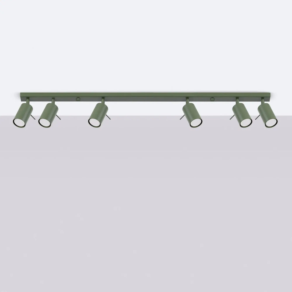 Luminaire plafonnier ring 6l vert olive en métal avec cinq spots cylindriques ajustables pour éclairage flexible minimalisme moderne