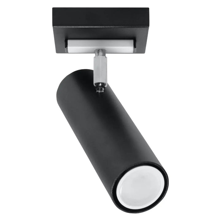 Luminaire plafonnier direzione 1 noir avec éclairage élégant, finition mate noir et accents chrome pour plafond minimaliste
