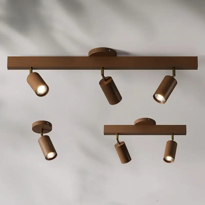 Luminaire plafonnier spots orientables en bois scandinave noir blanc