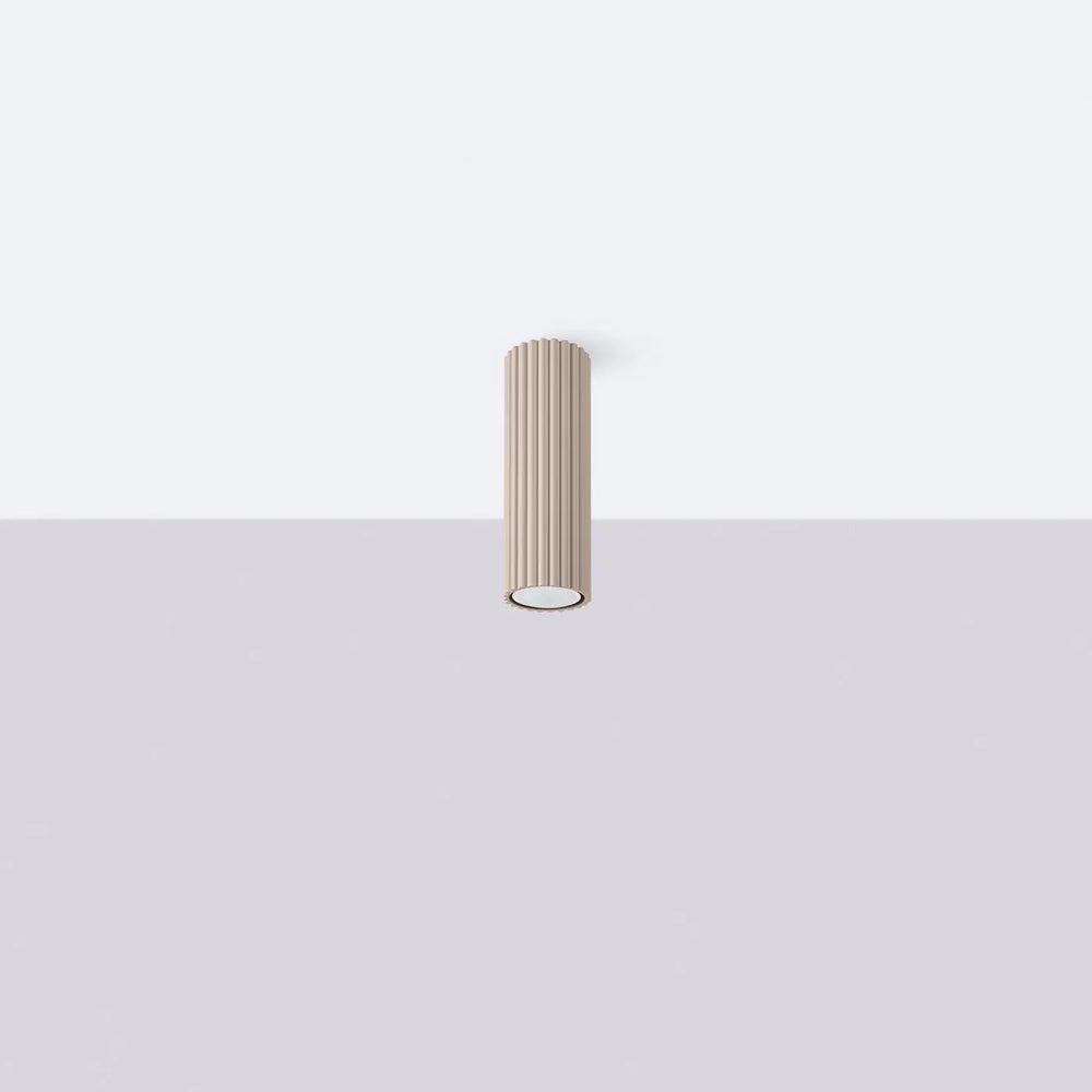 Beige plafonnier karbon allie cylindrique en ribbed design minimaliste avec ampoules gu10 interchangeables taupe