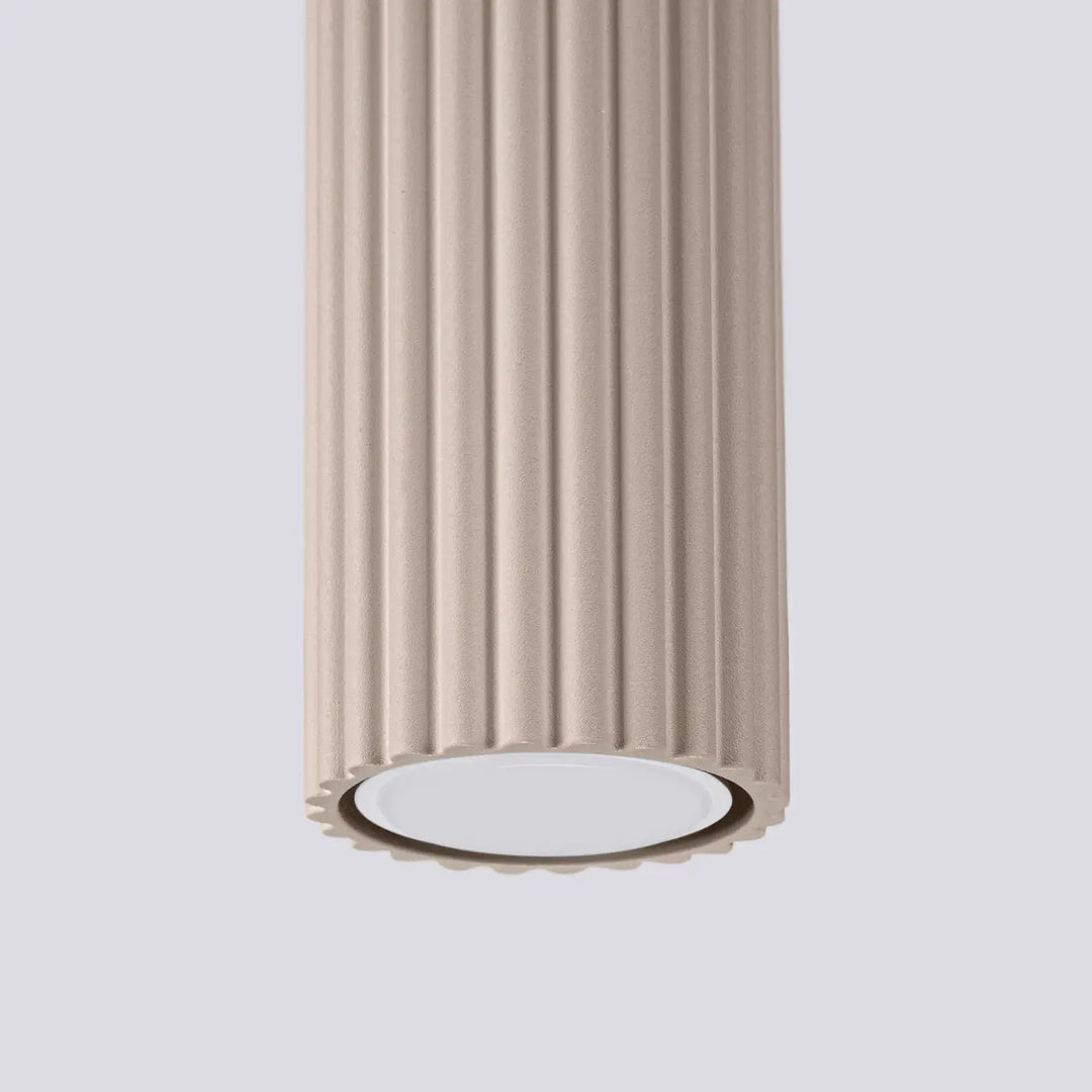 Plafonnier karbon allie beige flûté cylindre taupe avec diffuseur blanc circulaire et ampoules gu10 interchangeables design minimaliste
