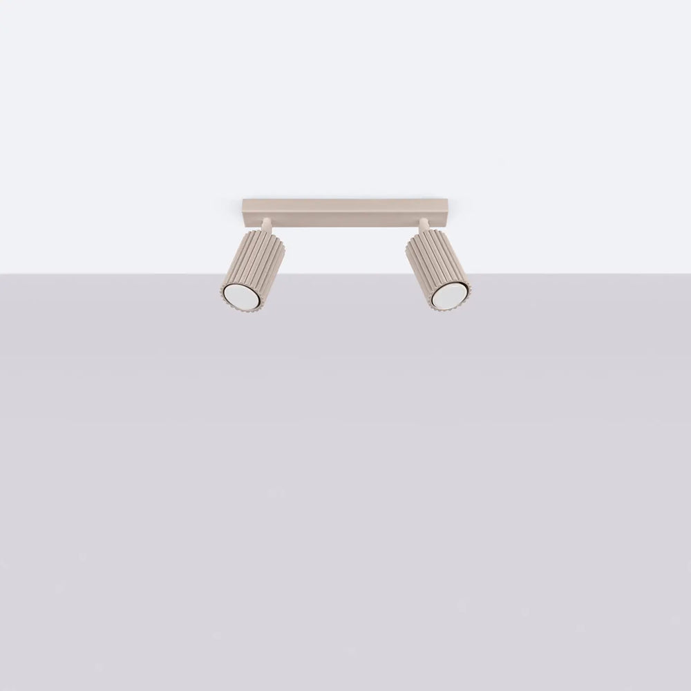 Plafonnier karbon allie design minimaliste avec deux têtes orientables et ampoules gu10 interchangeables taupe