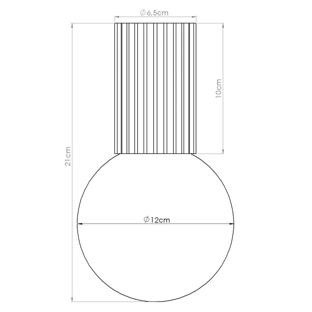 Lampe halo minimaliste taupe avec section supérieure côtelée et base ronde lisse pour bureau décorative sphère laiteuse