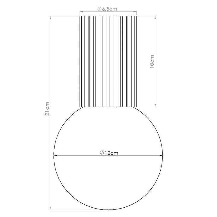 Lampe halo minimaliste taupe avec section supérieure côtelée et base ronde lisse pour bureau décorative sphère laiteuse