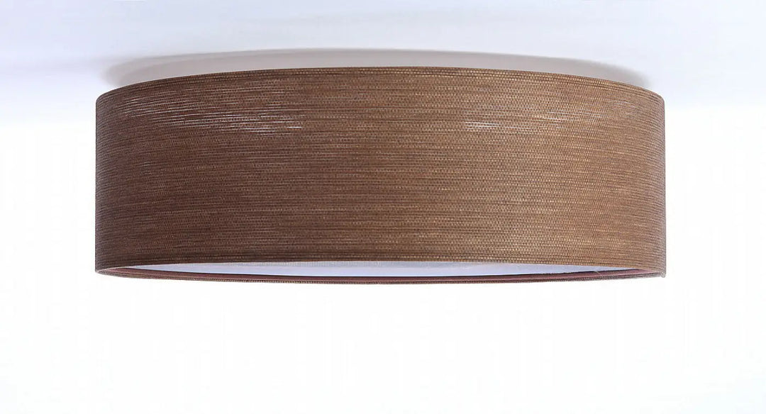 Luminaire plafonnier en tissu marron mesh avec charme moderne et design en forme de tambour en tissu tressé