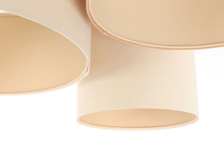 Plafonnier trio boho avec abat-jour cylindrique crème naturel au fini mat et couture soignée