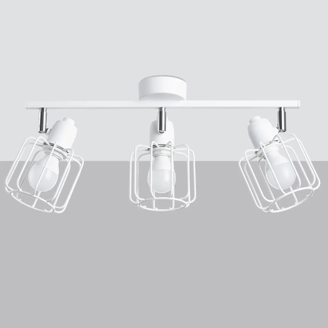 Luminaire plafonnier beluci 3 blanc avec trois spots ajustables en style loft et appliques murales en métal blanc