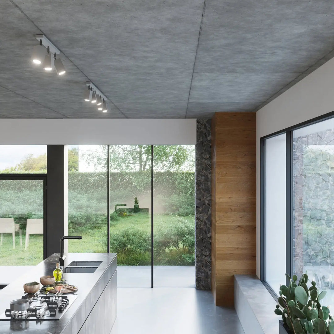 Luminaire plafonnier moderne merida 3 gris avec spots merida et finition en acier inoxydable pour diriger précisément