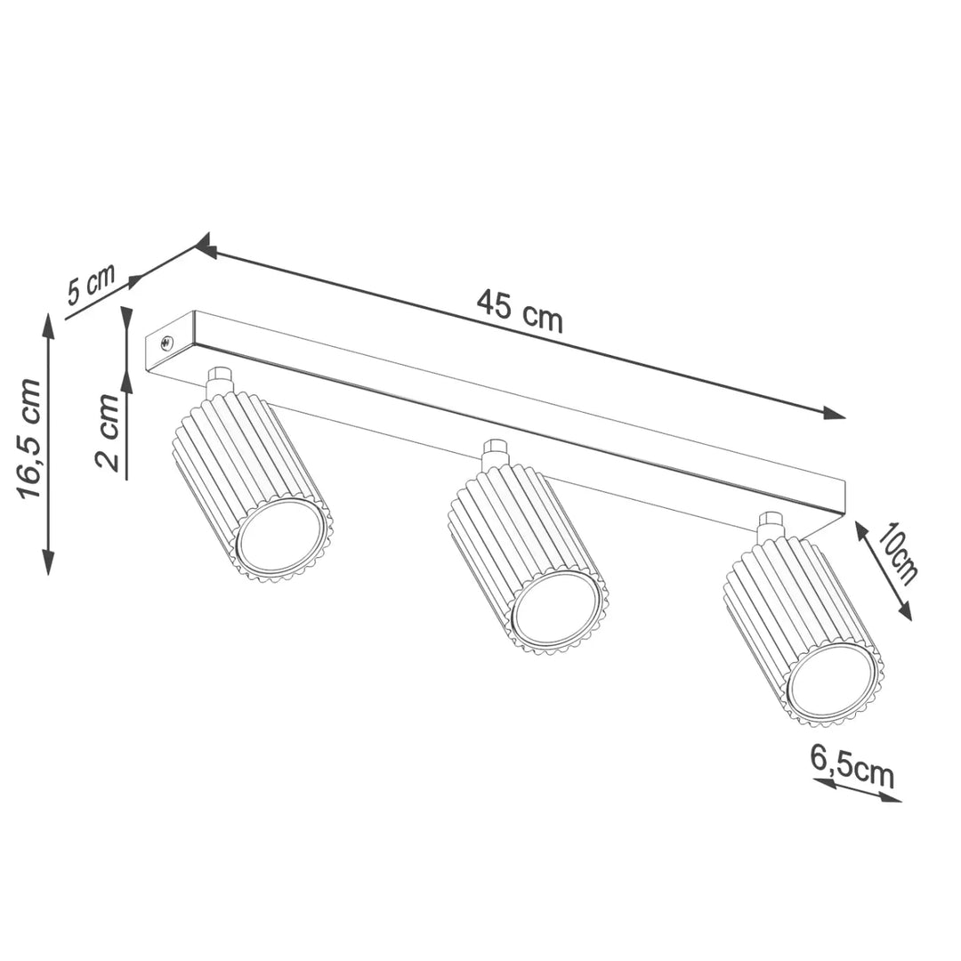 Plafonnier karbon allie design minimaliste 3 lumières taupe avec ampoules gu10 interchangeables en métal