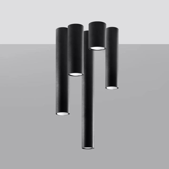 Luminaire plafonnier lagos 60 noir avec suspensions cylindriques modernes en finition mate pour une élégance moderne et lumière fonctionnelle