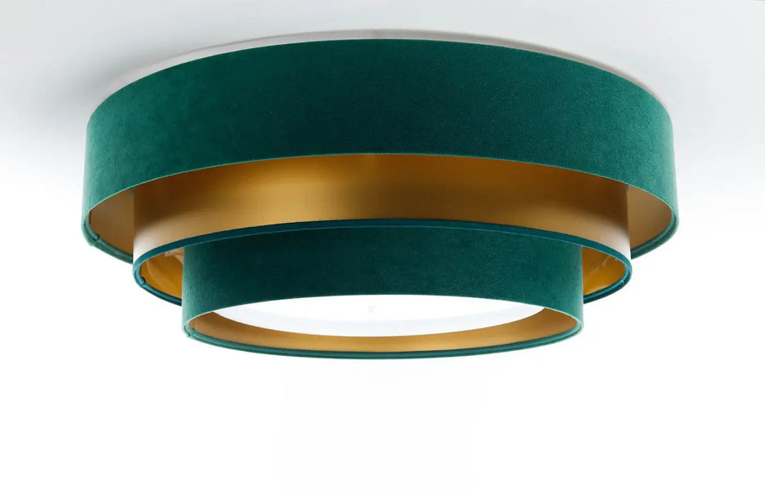 Luminaire plafonnier vert en velours émeraude et métal doré pour un éclairage élégant et raffiné plafonnier vert