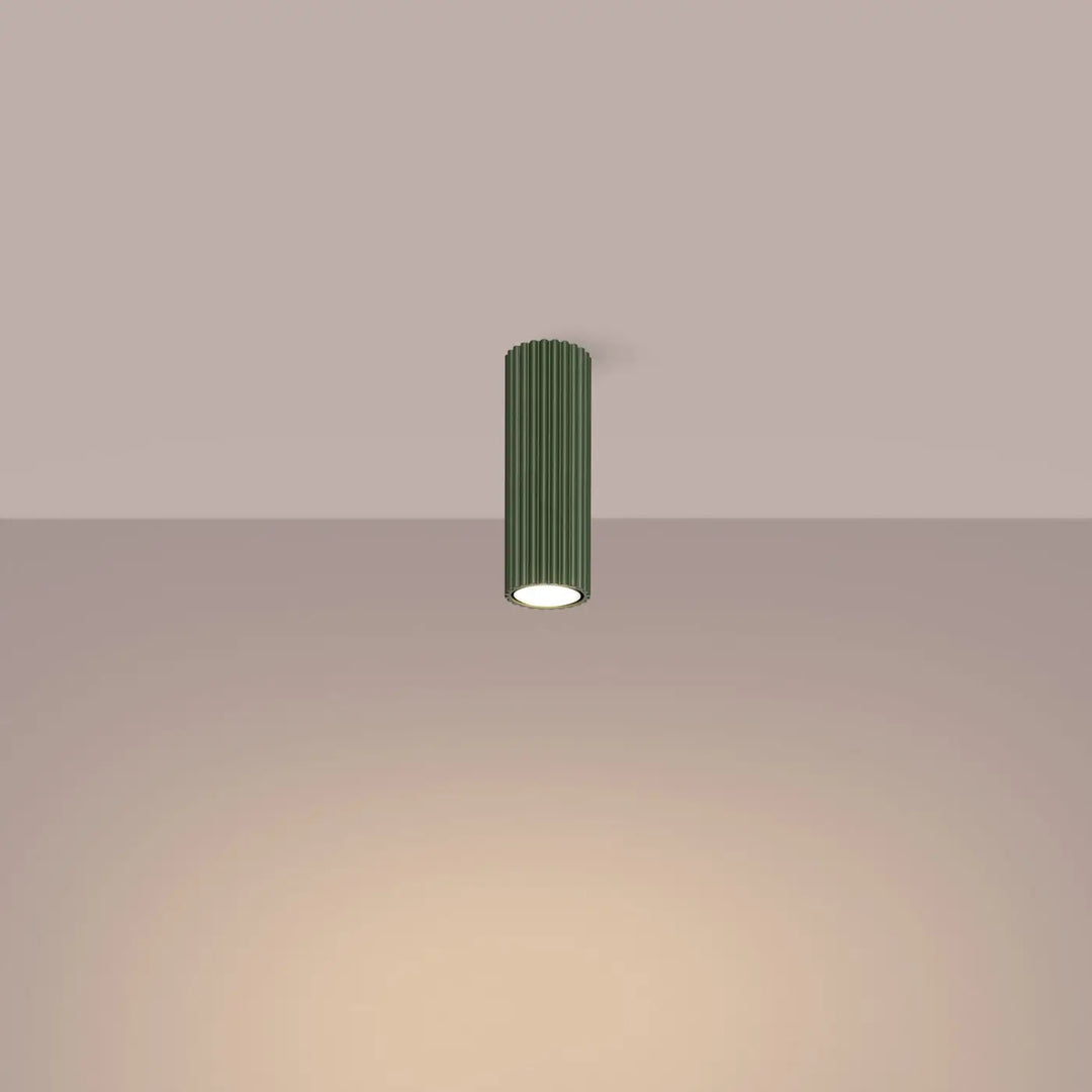 Luminaire plafonnier karbon allie vert olive avec ampoules gu10 interchangeables design minimaliste et base éclairée
