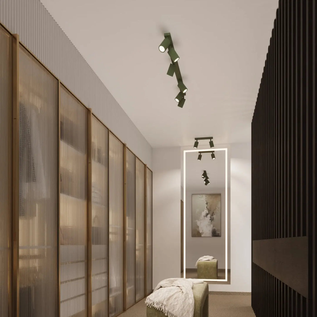Luminaire plafonnier karbon 20 vert olive avec design minimaliste et ampoules gu10 interchangeables