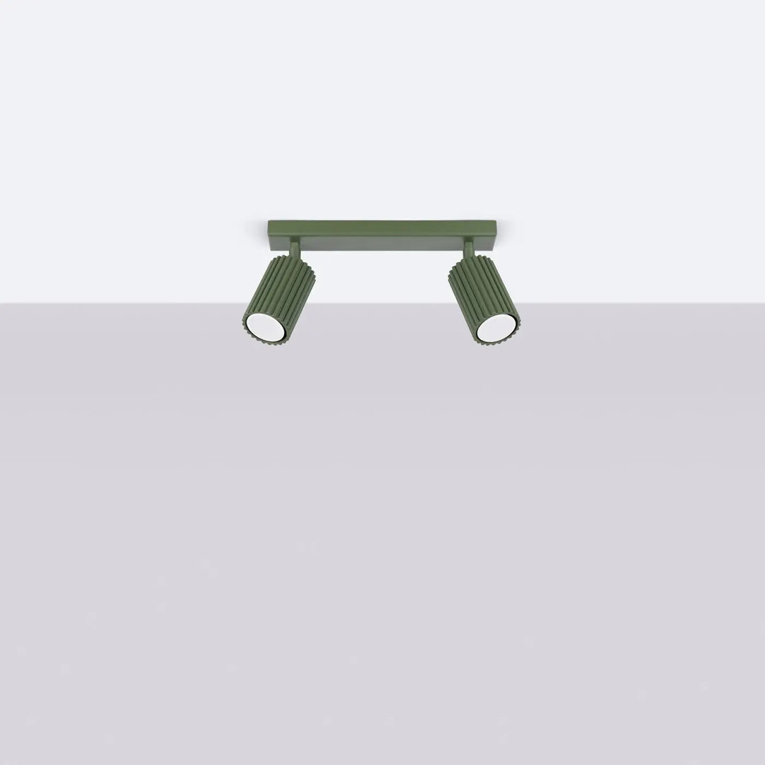 Luminaire plafonnier karbon 2 vert olive avec ampoules gu10 interchangeables et design minimaliste en aluminium