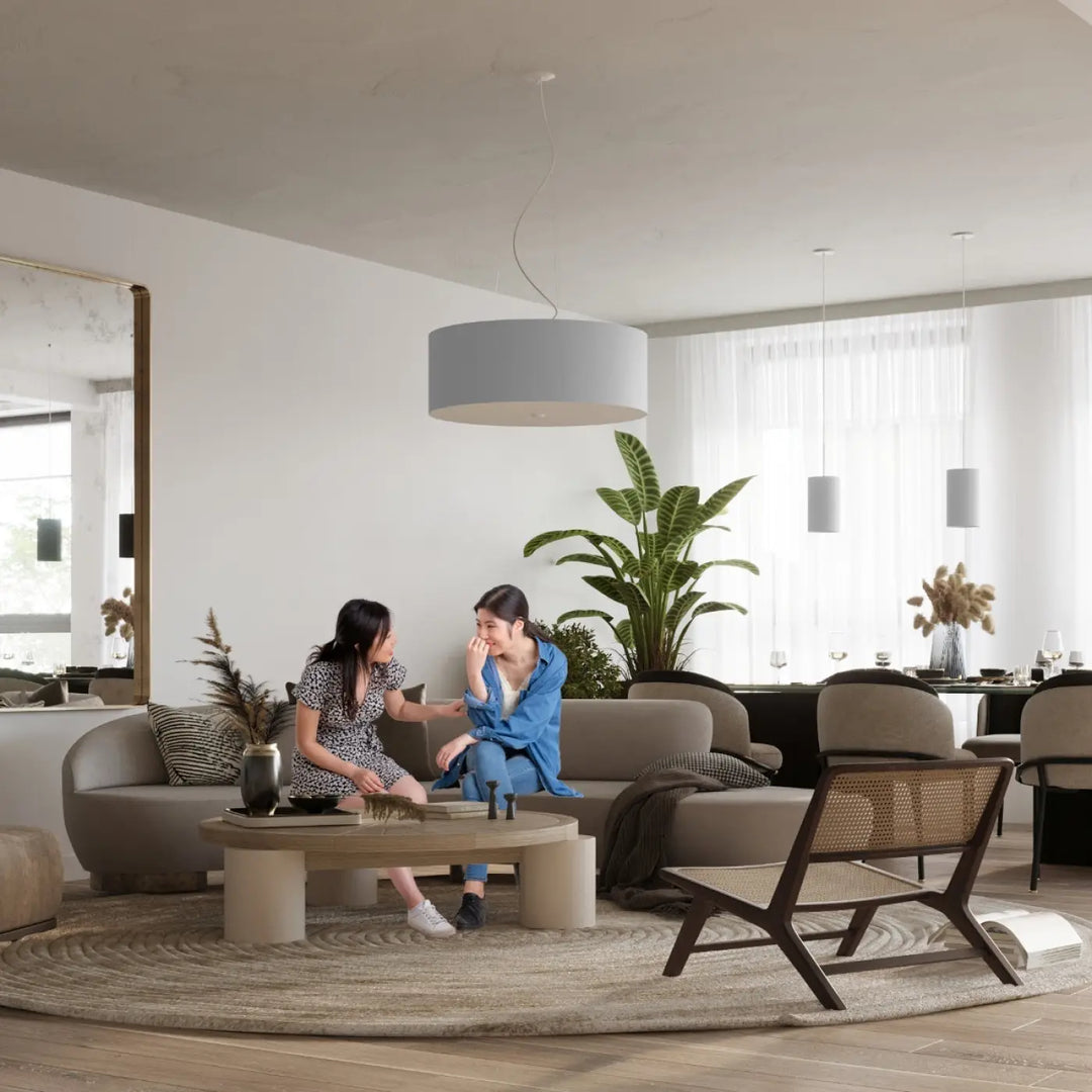 Plafonnier otto gris cylindrique suspendu au plafond pour une décoration élégante et minimaliste