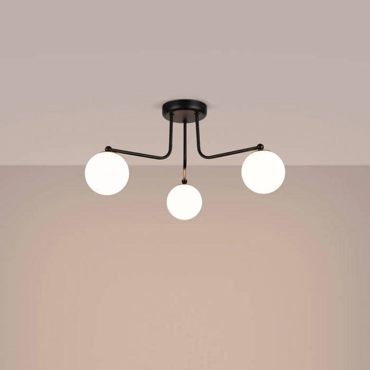 Lustre noir/blanc allumé