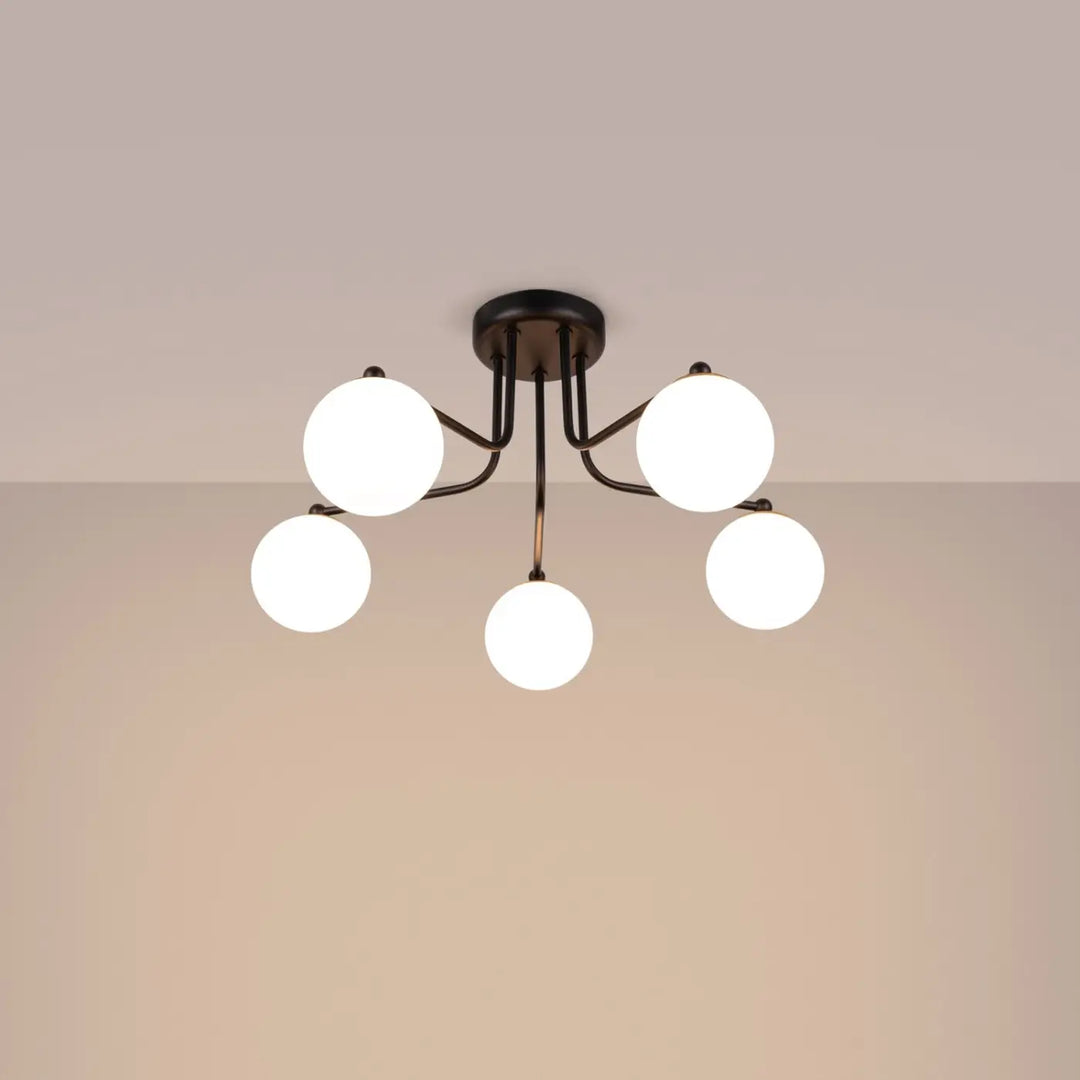Lustre noir/blanc allumé