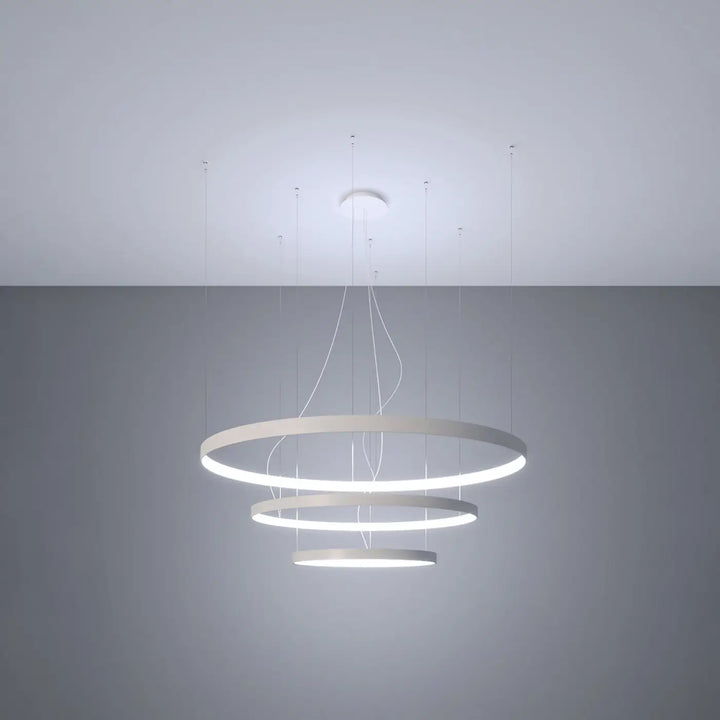 Lustre anneau RIO blanc allumée, suspendu