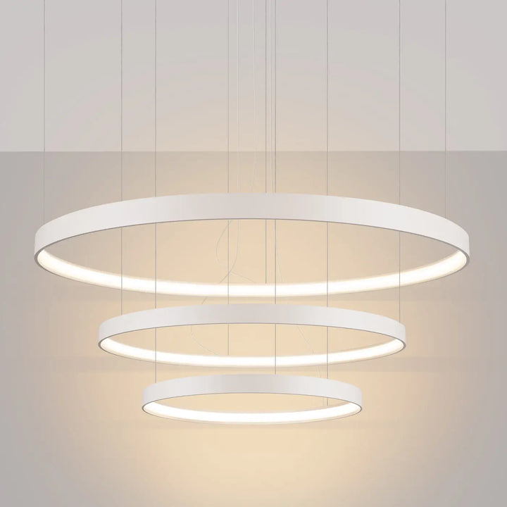 Lustre anneau RIO beige allumée, suspendu