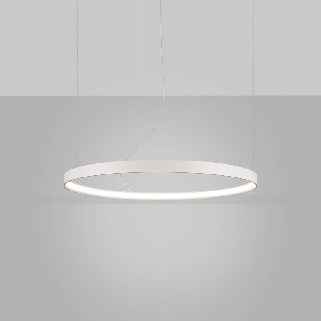 Lustre anneau RIO beige allumée, suspendu