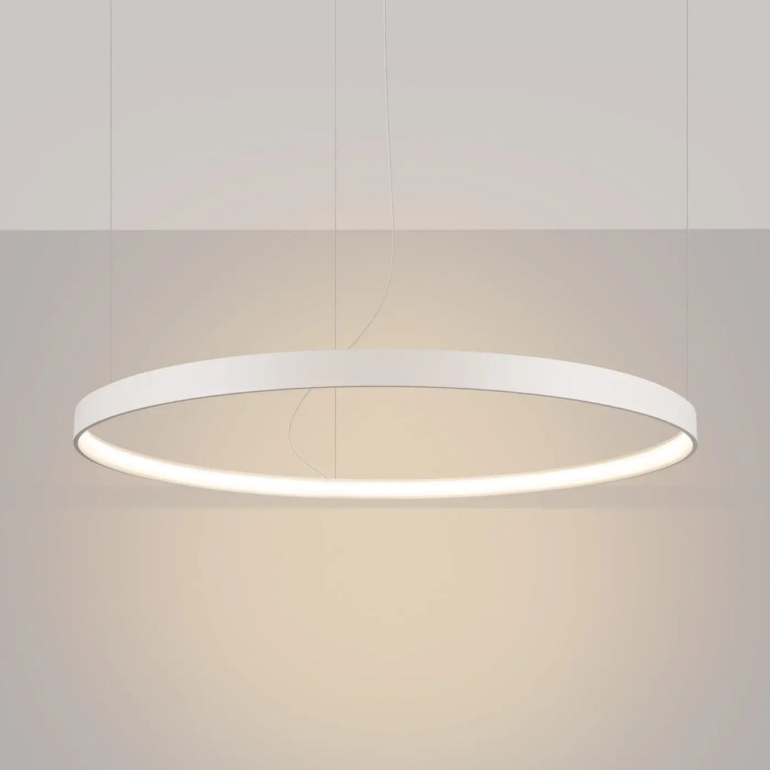 Lustre anneau RIO beige allumée, suspendu