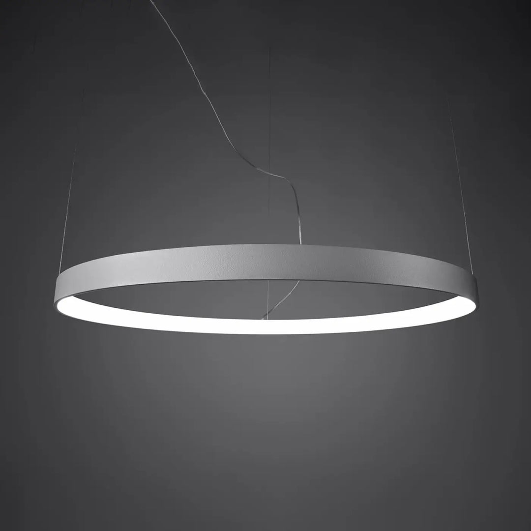Lustre anneau RIO noir allumée, suspendu