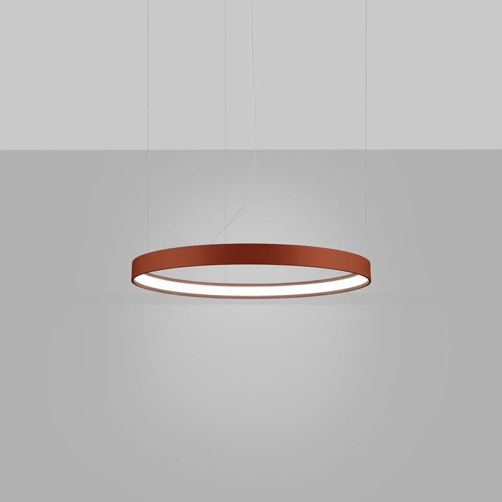 Lustre anneau RIO ocre rouge allumée, suspendu
