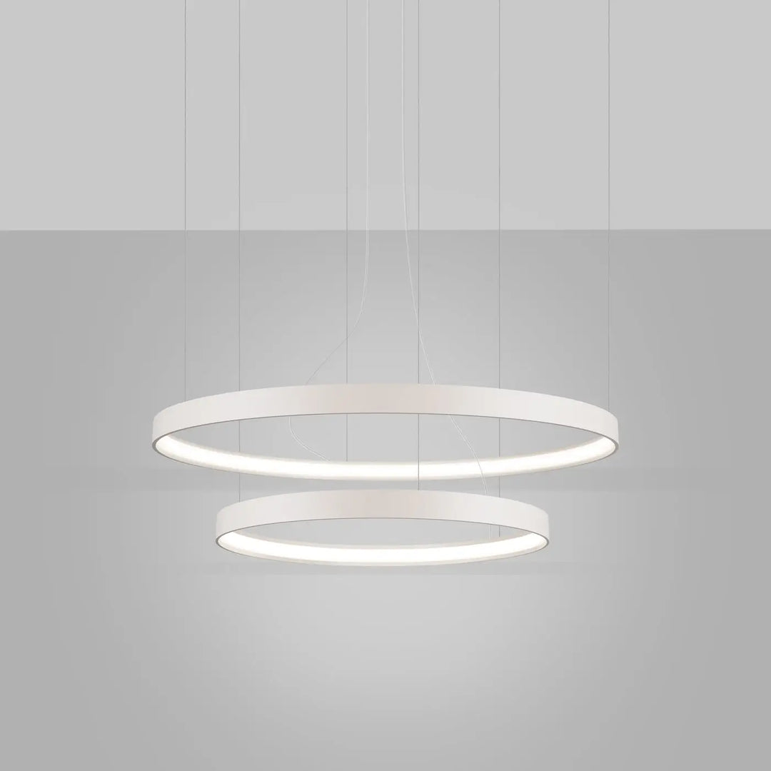 Lustre anneau RIO beige allumée, suspendu