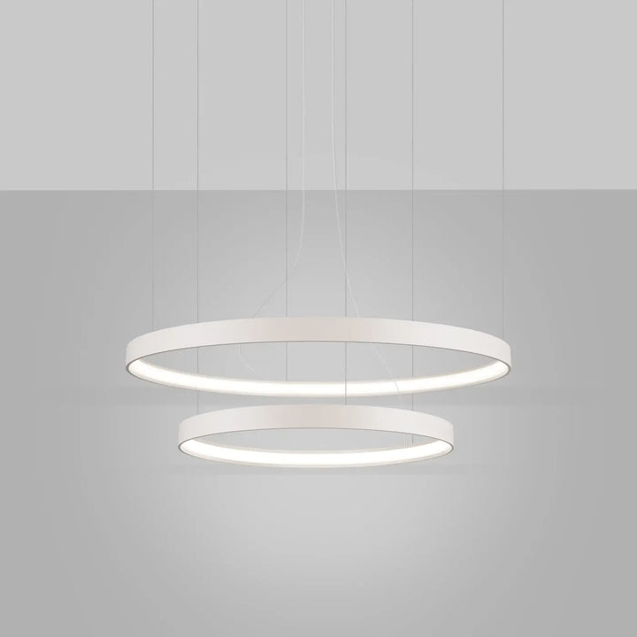 Lustre anneau RIO beige allumée, suspendu