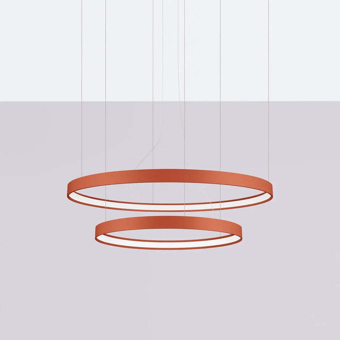 Lustre anneau RIO ocre rouge éteinte, suspendu