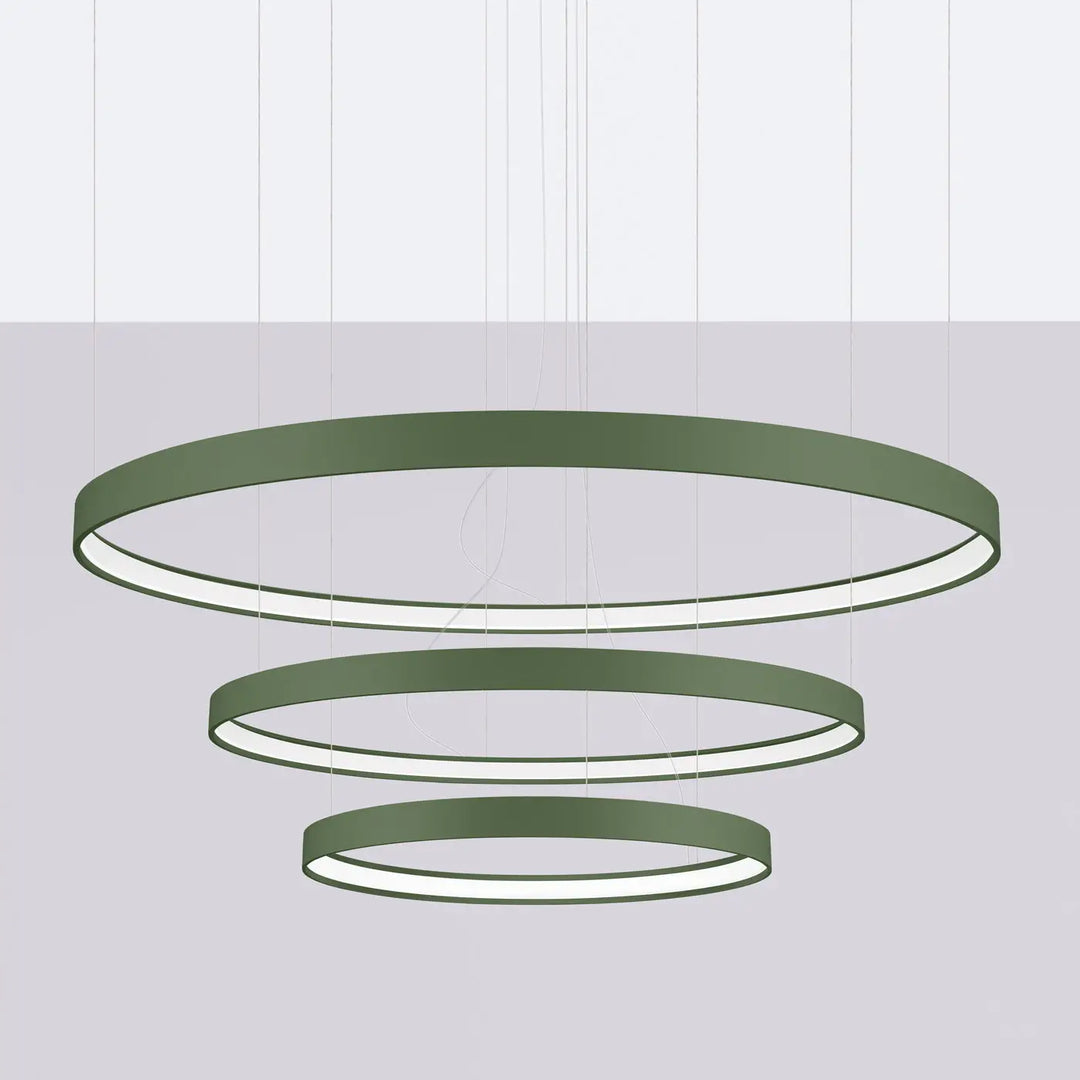 Lustre anneau RIO vert olive éteinte, suspendu