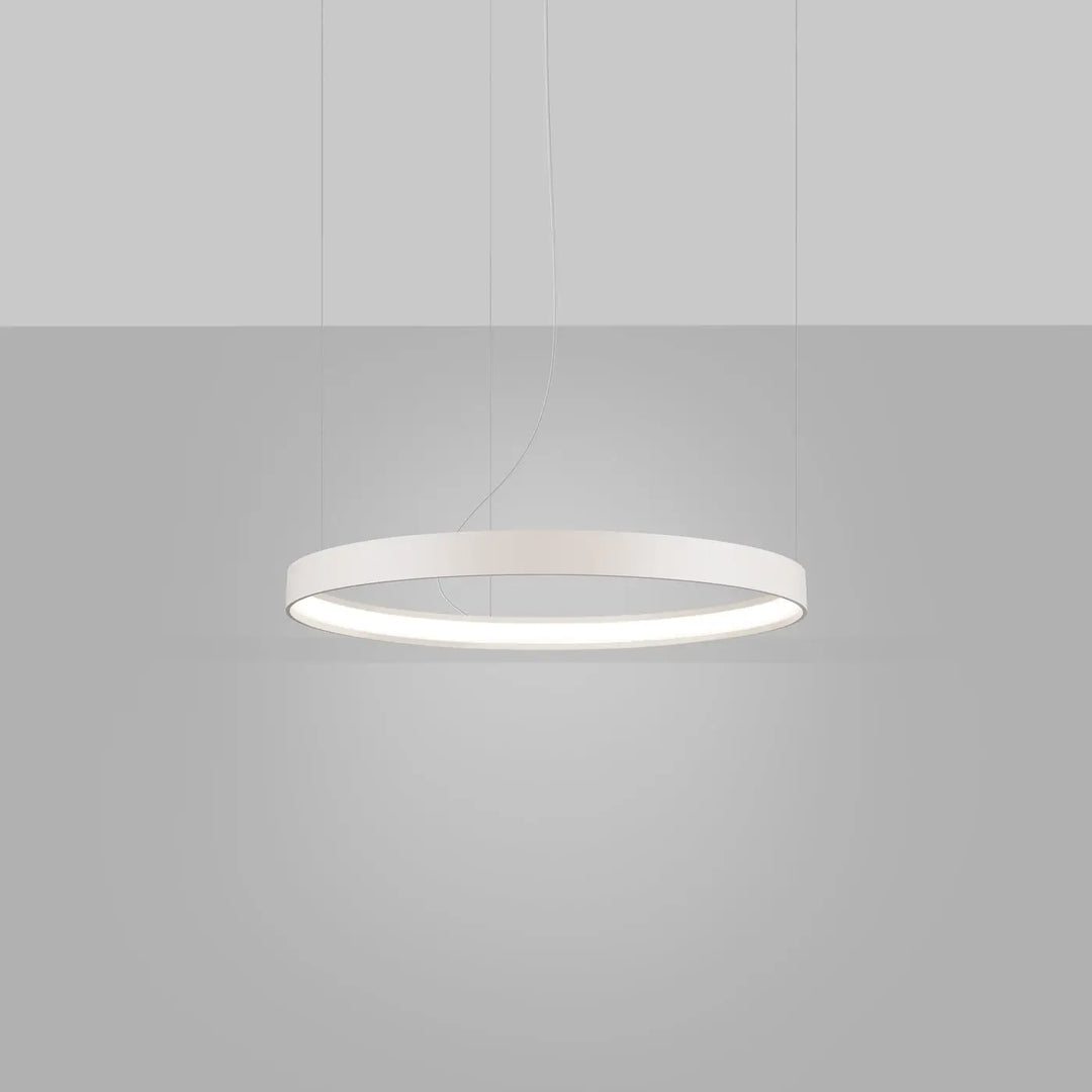 Lustre anneau RIO beige allumée, suspendu