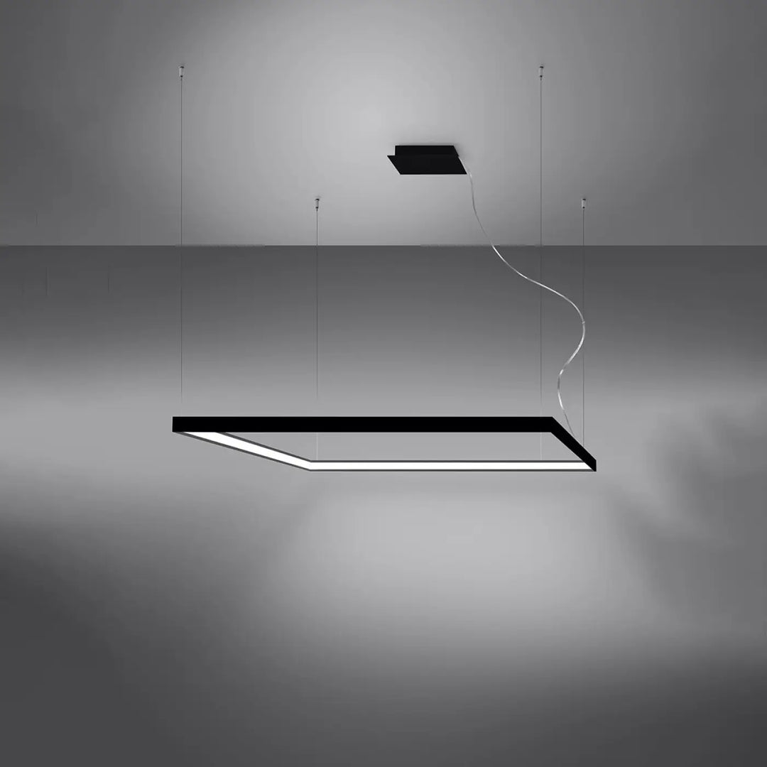 Lustre carré NELYA noir allumée