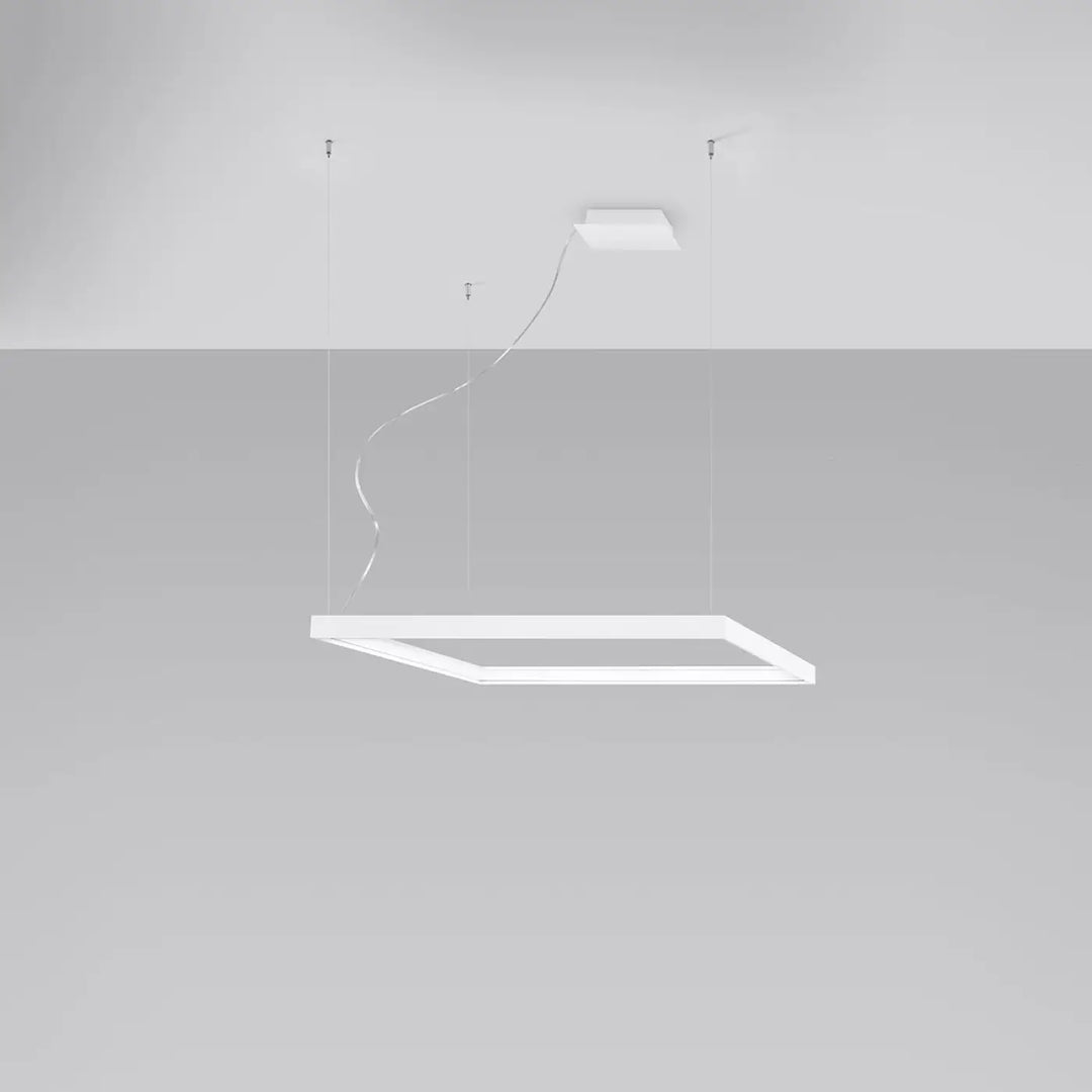 Lustre carré NELYA blanc éteinte, suspendu