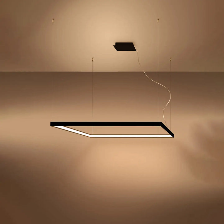 Lustre carré NELYA noir allumée
