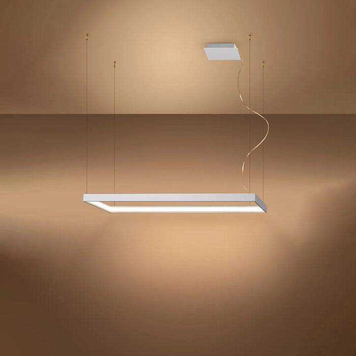 Lustre rectangulaire TUULA blanc allumée
