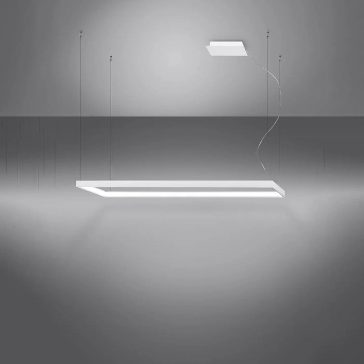 Lustre rectangulaire TUULA blanc allumée