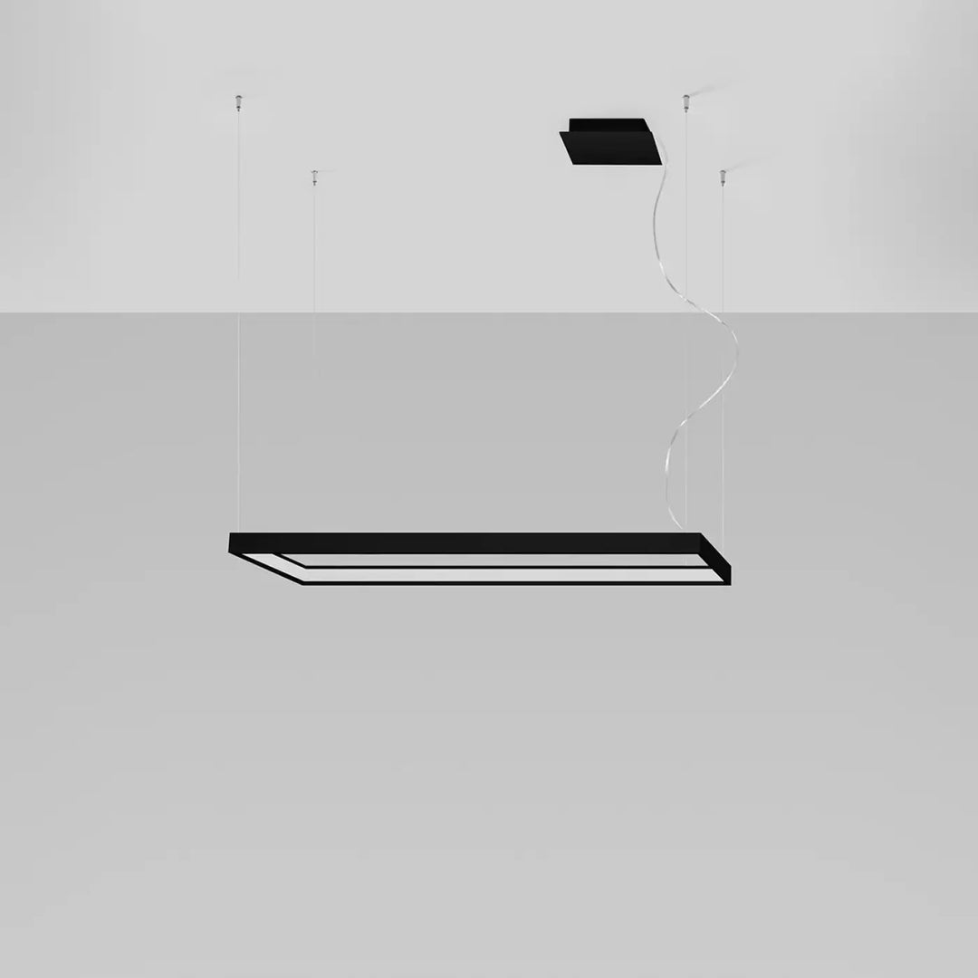 Lustre rectangulaire TUULA noir éteinte, suspendu