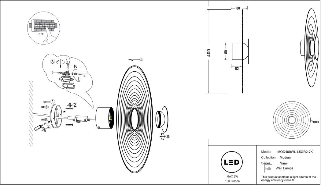Schéma d'installation du luminaire
