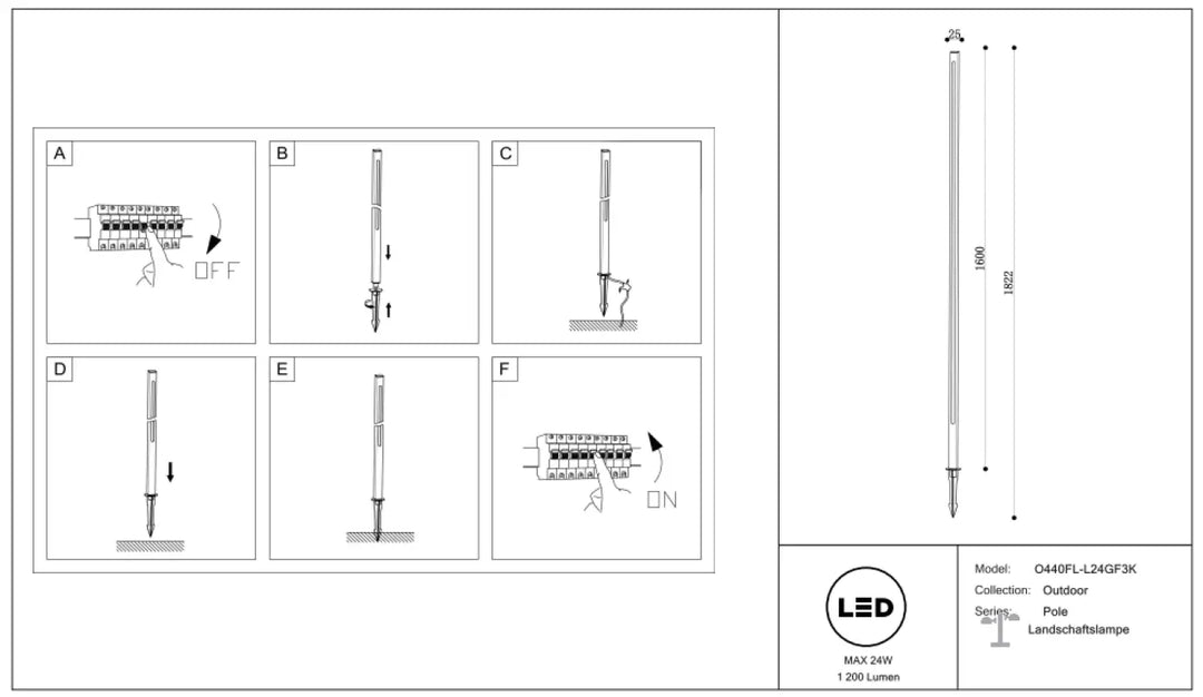 Poteau lumineux led extérieur blanc chaud finition métallique hauteur 1064mm luminaire extérieur trois hauteurs