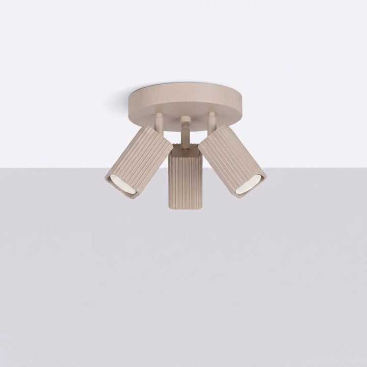 Plafonnier Rayo taupe à 3 spots orientables, éteint