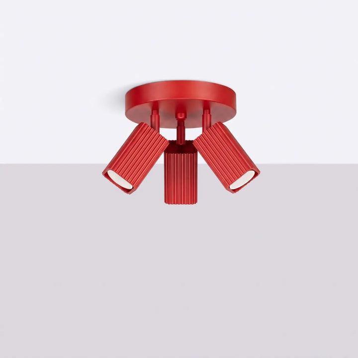 Plafonnier Rayo rouge à 3 spots orientables, éteint